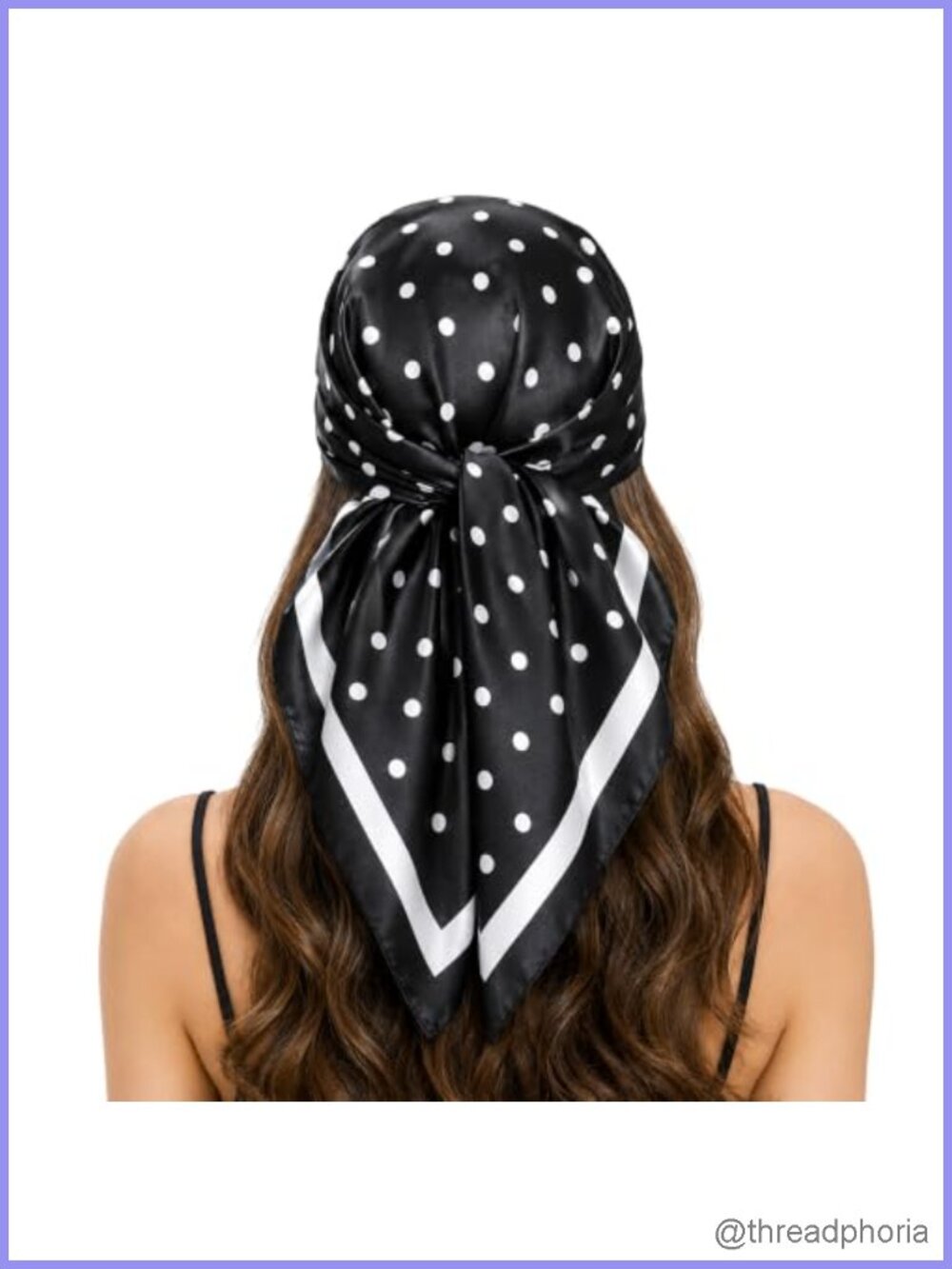 35" Silky Polyester Head Scarf Polka Dot Square Bandana